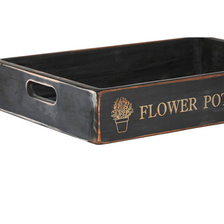 Tablettset Home ESPRIT Schwarz Tannenholz 56 x 38 x 10 cm (3 Stücke)