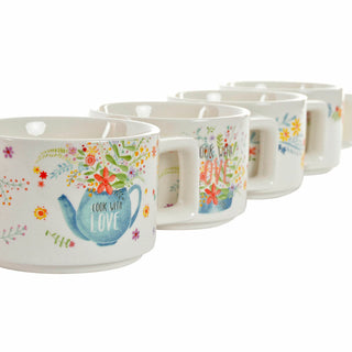 Satz von Kaffeetassen DKD Home Decor Bunt Metall Bambus Dolomite 260 ml