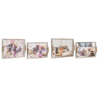 Tablettset DKD Home Decor Bunt 40 x 30 x 6 cm Holz MDF (2 Stück)