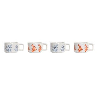 Satz von Kaffeetassen DKD Home Decor Blau Pink Metall Dolomite 260 ml