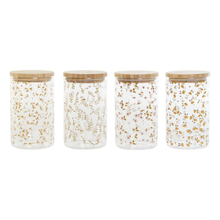 Gefäß DKD Home Decor Bambus Borosilikatglas Shabby Chic 1 L 10 x 10 x 17 cm (4 Stück)
