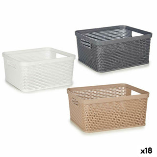 Mehrzweckkorb Kipit 4710 Weiß Beige Grau Kunststoff 2,5 L 24,5 x 10,4 x 18,5 cm (18 Stück)