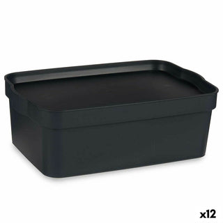 Aufbewahrungsbox mit Deckel Kipit TP593-1 Anthrazit Kunststoff 6 L 21 x 11 x 32 cm (12 Stück)