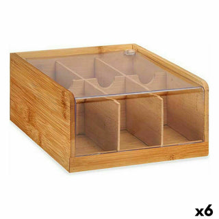 Teebox Kinvara JWKW-4344 Braun Bambus 22 x 10 x 20,5 cm Tee (6 Stück)