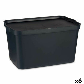 Aufbewahrungsbox mit Deckel Kipit TP596-1 Anthrazit Kunststoff 24 L 29,3 x 24,5 x 45 cm (6 Stück)