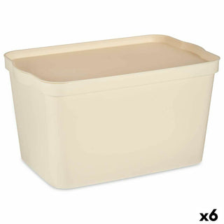 Aufbewahrungsbox mit Deckel Kipit TP596-3 Creme Kunststoff 24 L 29,3 x 24,5 x 45 cm (6 Stück)