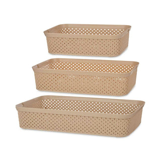 Set mit Organizer-Tabletts rechteckig Beige Kunststoff (6 Stück)