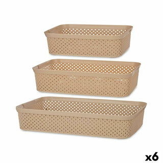 Set mit Organizer-Tabletts rechteckig Beige Kunststoff (6 Stück)