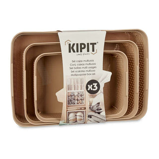 Set mit Organizer-Tabletts rechteckig Beige Kunststoff (6 Stück)