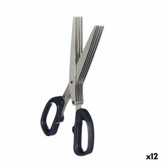 Kräuterschere Kinvara KT11-5661D Schwarz Silberfarben Metall 7 x 18,5 x 1,7 cm (12 Stück)